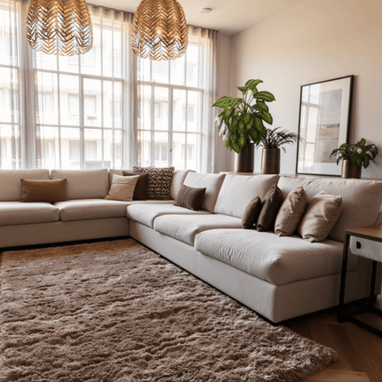 Hoogpolig vloerkleed Fender taupe - Vloerkledenloods