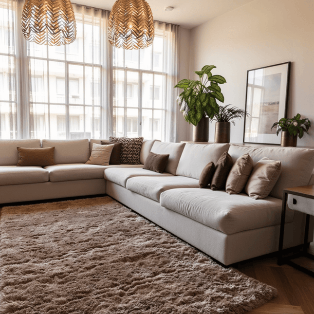 Hoogpolig vloerkleed Fender taupe - Vloerkledenloods