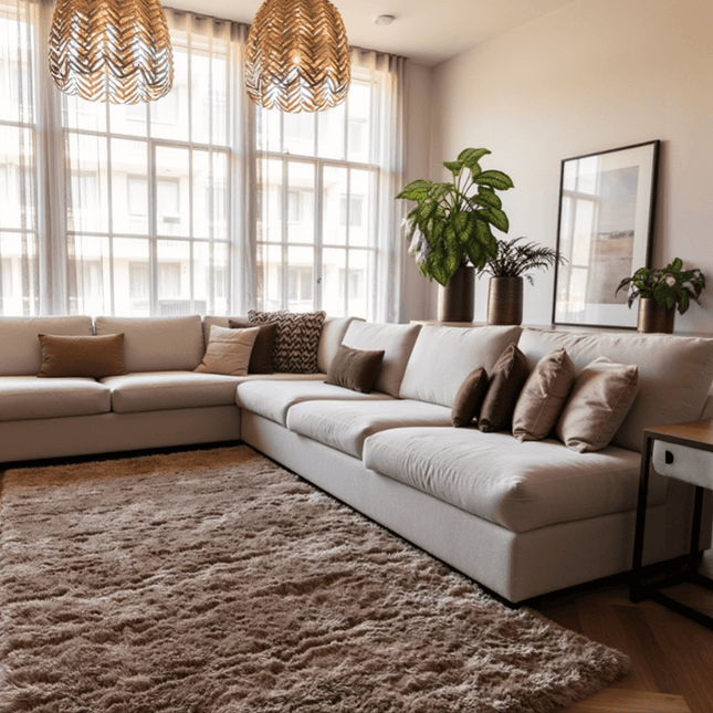 Hoogpolig vloerkleed Fender taupe - Vloerkledenloods