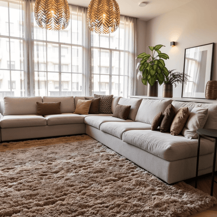Hoogpolig vloerkleed Fender taupe - Vloerkledenloods