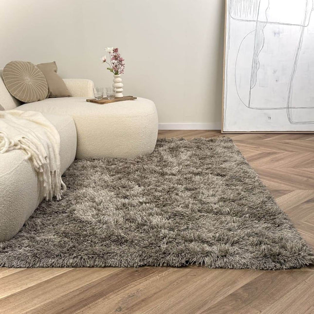 Hoogpolig vloerkleed Nika antraciet polyester - Interieur05 - Vloerkledenloods