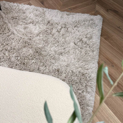 Hoogpolig vloerkleed Nika ivoor/taupe polyester - Interieur05 - Vloerkledenloods