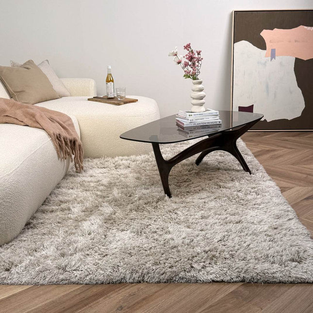 Hoogpolig vloerkleed Nika ivoor/taupe polyester - Interieur05 - Vloerkledenloods