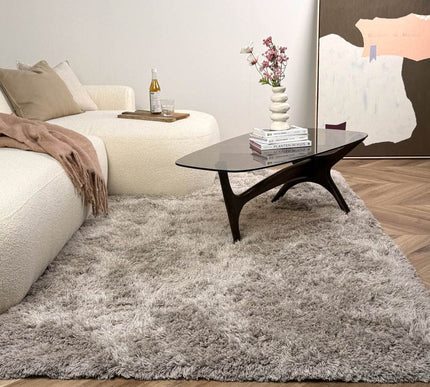 Hoogpolig vloerkleed Nika zand polyester - Interieur05 - Vloerkledenloods
