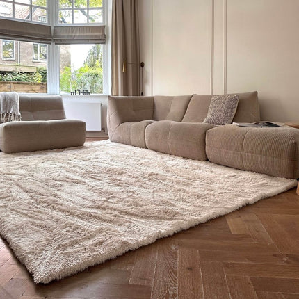 Hoogpolig vloerkleed Odelia beige/wit - Interieur05 - Vloerkledenloods