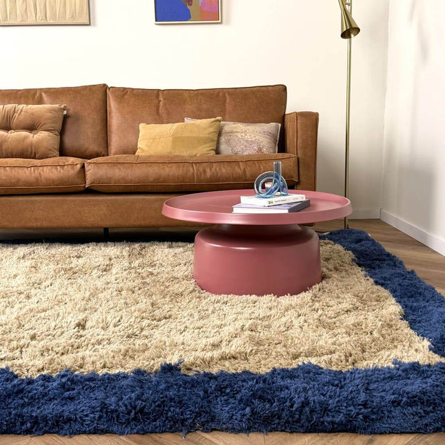 Hoogpolig vloerkleed Pilo beige/blauw polyester Interieur05 - Vloerkledenloods