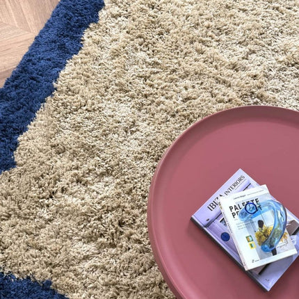 Hoogpolig vloerkleed Pilo beige/blauw polyester Interieur05 - Vloerkledenloods