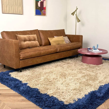 Hoogpolig vloerkleed Pilo beige/blauw polyester Interieur05 - Vloerkledenloods