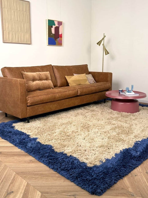 Hoogpolig vloerkleed Pilo beige/blauw polyester Interieur05 - Vloerkledenloods