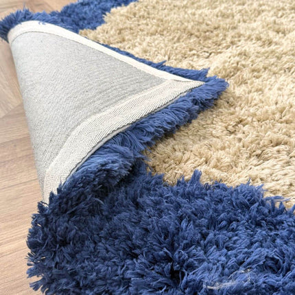 Hoogpolig vloerkleed Pilo beige/blauw polyester Interieur05 - Vloerkledenloods