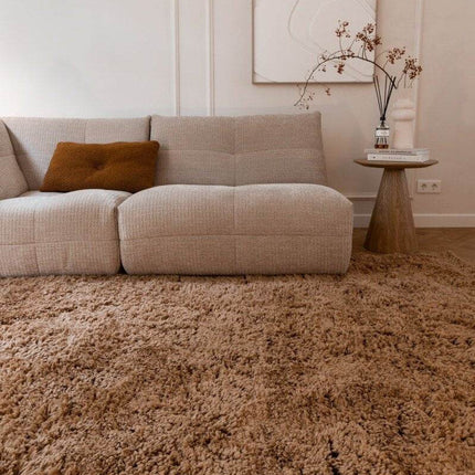 Hoogpolig Vloerkleed Pilo Bruin Polyester Interieur05 - Vloerkledenloods