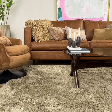 Hoogpolig vloerkleed Pilo groen polyester Interieur05 - Vloerkledenloods