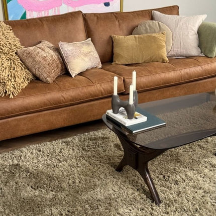 Hoogpolig vloerkleed Pilo groen polyester Interieur05 - Vloerkledenloods