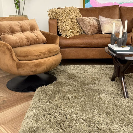 Hoogpolig vloerkleed Pilo groen polyester Interieur05 - Vloerkledenloods