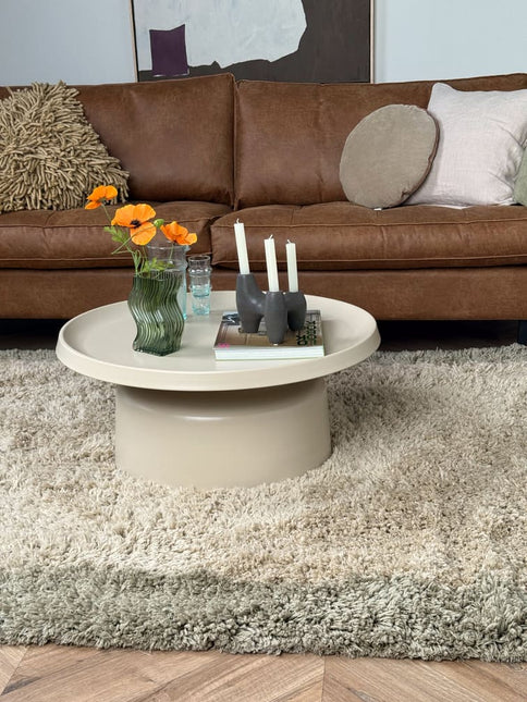 Hoogpolig vloerkleed Pilo groen/beige polyester Interieur05 - Vloerkledenloods
