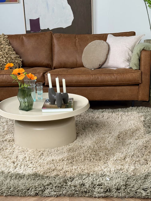 Hoogpolig vloerkleed Pilo groen/beige polyester Interieur05 - Vloerkledenloods