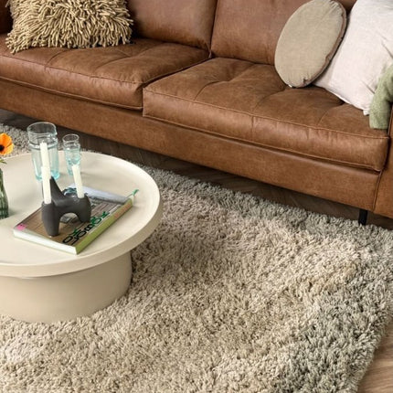 Hoogpolig vloerkleed Pilo groen/beige polyester Interieur05 - Vloerkledenloods