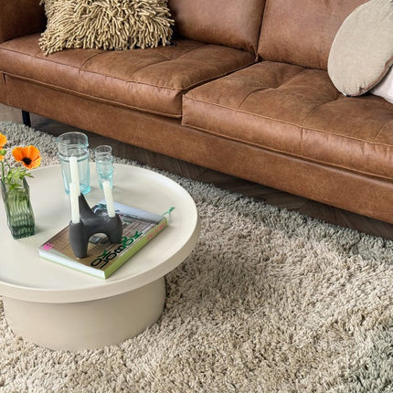 Hoogpolig vloerkleed Pilo groen/beige polyester Interieur05 - Vloerkledenloods