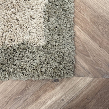 Hoogpolig vloerkleed Pilo groen/beige polyester Interieur05 - Vloerkledenloods