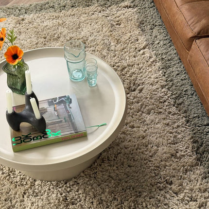 Hoogpolig vloerkleed Pilo groen/beige polyester Interieur05 - Vloerkledenloods