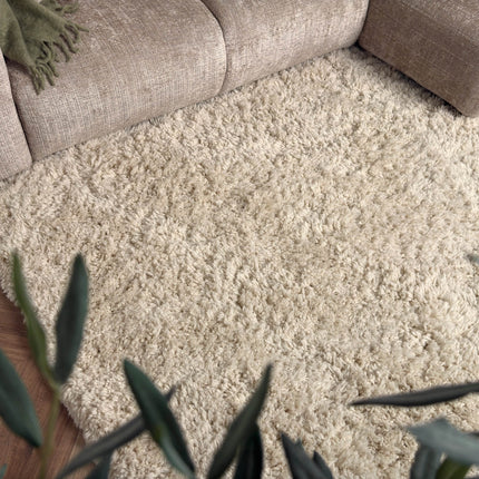 Hoogpolig Vloerkleed Pilo Ivoor Wit Polyester Interieur05 - Vloerkledenloods