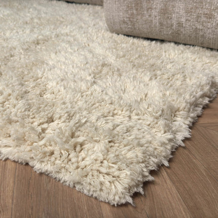 Hoogpolig Vloerkleed Pilo Ivoor Wit Polyester Interieur05 - Vloerkledenloods