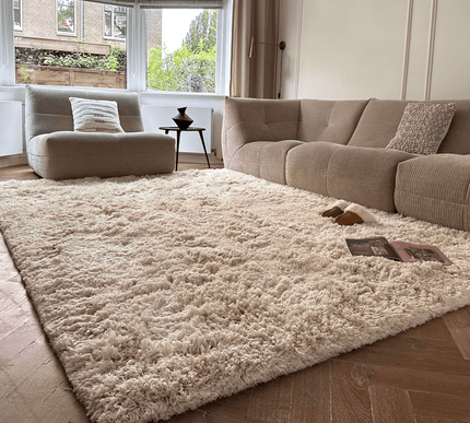 Hoogpolig Vloerkleed Pilo Ivoor Wit Polyester Interieur05 - Vloerkledenloods