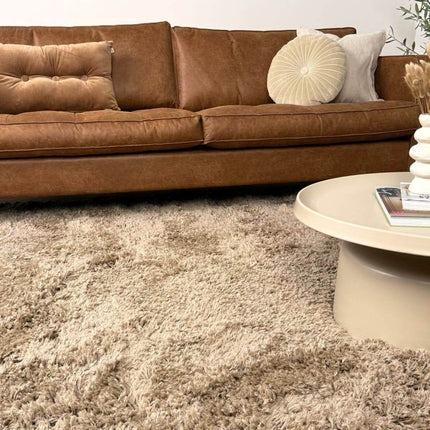 Hoogpolig vloerkleed Pilo taupe polyester Interieur05 - Vloerkledenloods
