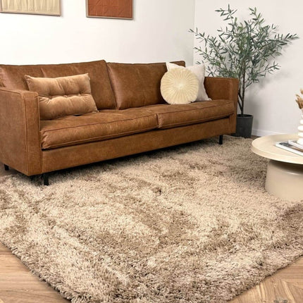 Hoogpolig vloerkleed Pilo taupe polyester Interieur05 - Vloerkledenloods