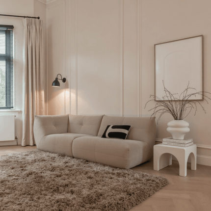 Hoogpolig vloerkleed Pilo taupe polyester Interieur05 - Vloerkledenloods