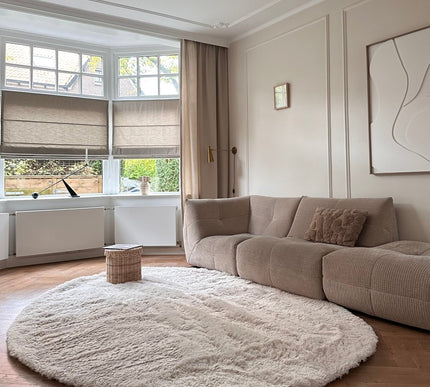 Hoogpolige Vloerkleden - Hoogpolig Organisch vloerkleed Furr Stone beige - Interieur05 - Vloerkledenloods