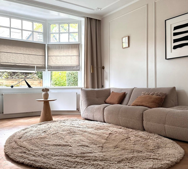 Hoogpolige Vloerkleden - Hoogpolig Organisch vloerkleed Furr Stone bruin - Interieur05 - Vloerkledenloods