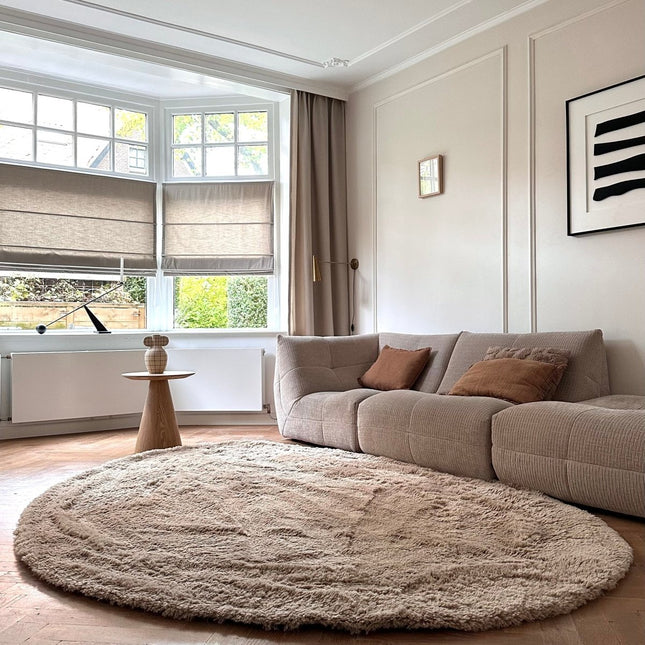 Hoogpolige Vloerkleden - Hoogpolig Organisch vloerkleed Furr Stone bruin - Interieur05 - Vloerkledenloods