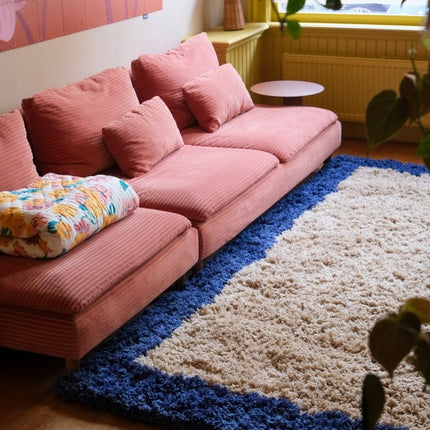 Hoogpolige Vloerkleden - Hoogpolig vloerkleed Pilo beige/blauw polyester Interieur05 - Vloerkledenloods