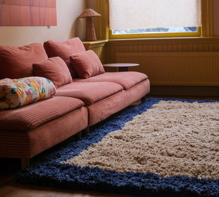 Hoogpolige Vloerkleden - Hoogpolig vloerkleed Pilo beige/blauw polyester Interieur05 - Vloerkledenloods