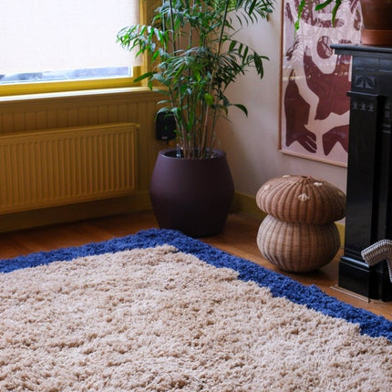 Hoogpolige Vloerkleden - Hoogpolig vloerkleed Pilo beige/blauw polyester Interieur05 - Vloerkledenloods