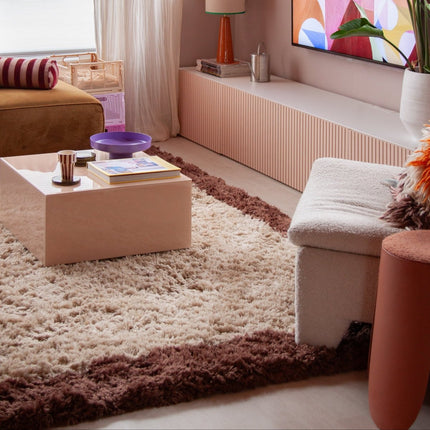 Hoogpolige Vloerkleden - Hoogpolig vloerkleed Pilo beige/bruin polyester Interieur05 - Vloerkledenloods