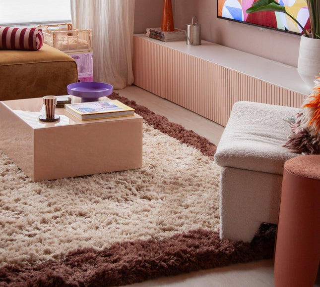 Hoogpolige Vloerkleden - Hoogpolig vloerkleed Pilo beige/bruin polyester Interieur05 - Vloerkledenloods