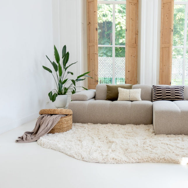 Hoogpolige Vloerkleden - Hoogpolig vloerkleed Pilo Contour Ivoor/Wit Polyester Interieur05 - Vloerkledenloods