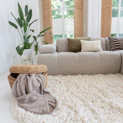 Hoogpolige Vloerkleden - Hoogpolig vloerkleed Pilo Contour Ivoor/Wit Polyester Interieur05 - Vloerkledenloods