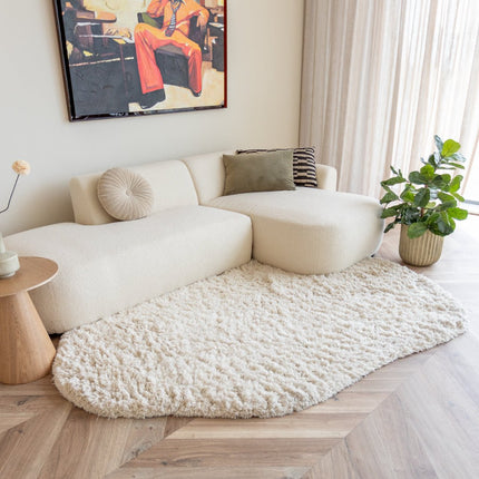 Hoogpolige Vloerkleden - Hoogpolig vloerkleed Pilo Contour Ivoor/Wit Polyester Interieur05 - Vloerkledenloods