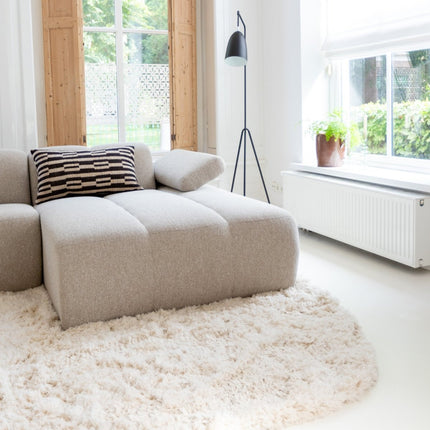 Hoogpolige Vloerkleden - Hoogpolig vloerkleed Pilo Contour Ivoor/Wit Polyester Interieur05 - Vloerkledenloods