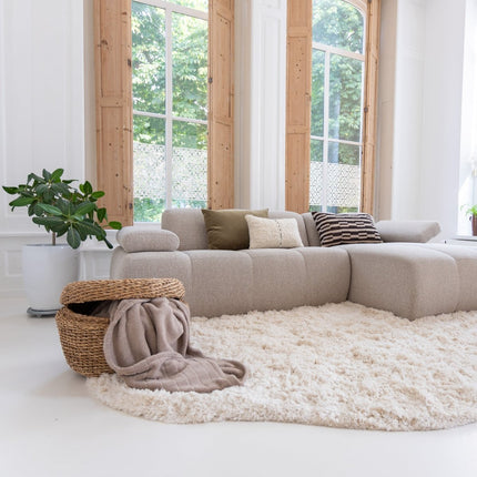 Hoogpolige Vloerkleden - Hoogpolig vloerkleed Pilo Contour Ivoor/Wit Polyester Interieur05 - Vloerkledenloods