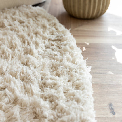 Hoogpolige Vloerkleden - Hoogpolig vloerkleed Pilo Contour Ivoor/Wit Polyester Interieur05 - Vloerkledenloods