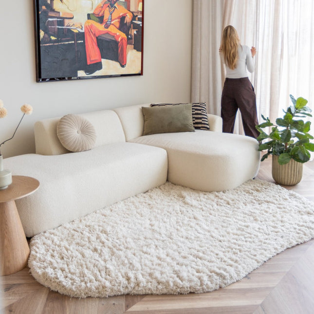 Hoogpolige Vloerkleden - Hoogpolig vloerkleed Pilo Contour Ivoor/Wit Polyester Interieur05 - Vloerkledenloods