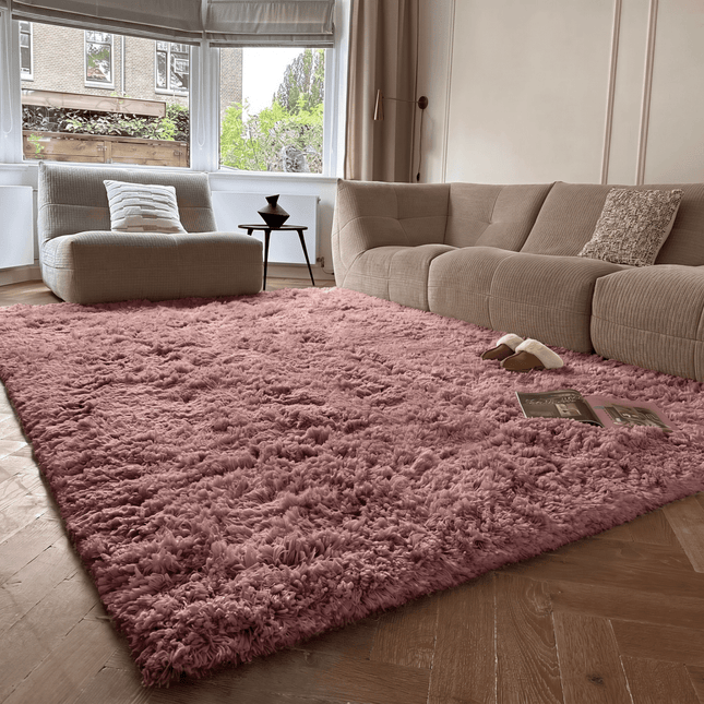 Hoogpolige Vloerkleden - Hoogpolig vloerkleed Pilo Darkpink Polyester Interieur05 - Vloerkledenloods