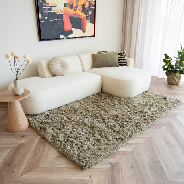 Hoogpolige Vloerkleden - Hoogpolig vloerkleed Pilo groen polyester Interieur05 - Vloerkledenloods