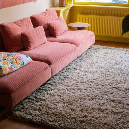 Hoogpolige Vloerkleden - Hoogpolig vloerkleed Pilo groen/beige polyester Interieur05 - Vloerkledenloods