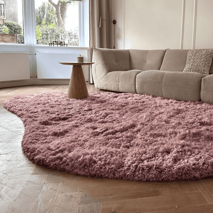 Hoogpolige Vloerkleden - Organisch hoogpolig vloerkleed Pilo Darkpink Polyester Interieur05 - Vloerkledenloods