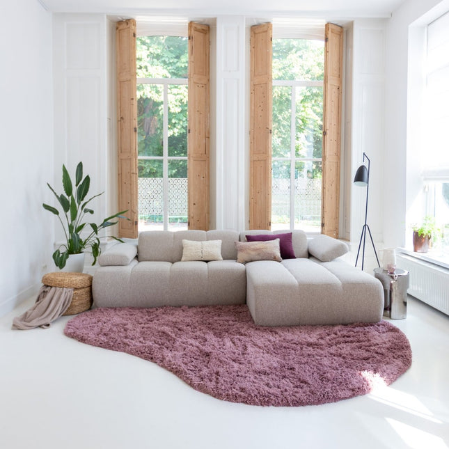 Hoogpolige Vloerkleden - Organisch hoogpolig vloerkleed Pilo Darkpink Polyester Interieur05 - Vloerkledenloods